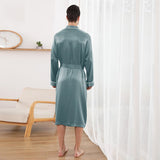 Long Silk Robe for Men Luxury Pure Silk Bathrobe Sleepwear