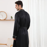 Long Silk Robe for Men Luxury Pure Silk Bathrobe Sleepwear