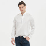 Luxury Silk Silk Henley Shirts For Men Pure Silk Stand Collar Top