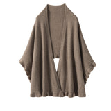 Pure Cashmere Scarf Long Cashmere Shawl and Wraps for Winter Flounce Edge Cloak