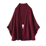 Pure Cashmere Scarf Long Cashmere Shawl and Wraps for Winter Flounce Edge Cloak