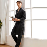 Men Silk Robe with Pants Set Silk Bathrobe Sleepwear Set