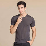 Mens Classic Crew Neck Silk T-Shirt Silk Knitted Top Shirts