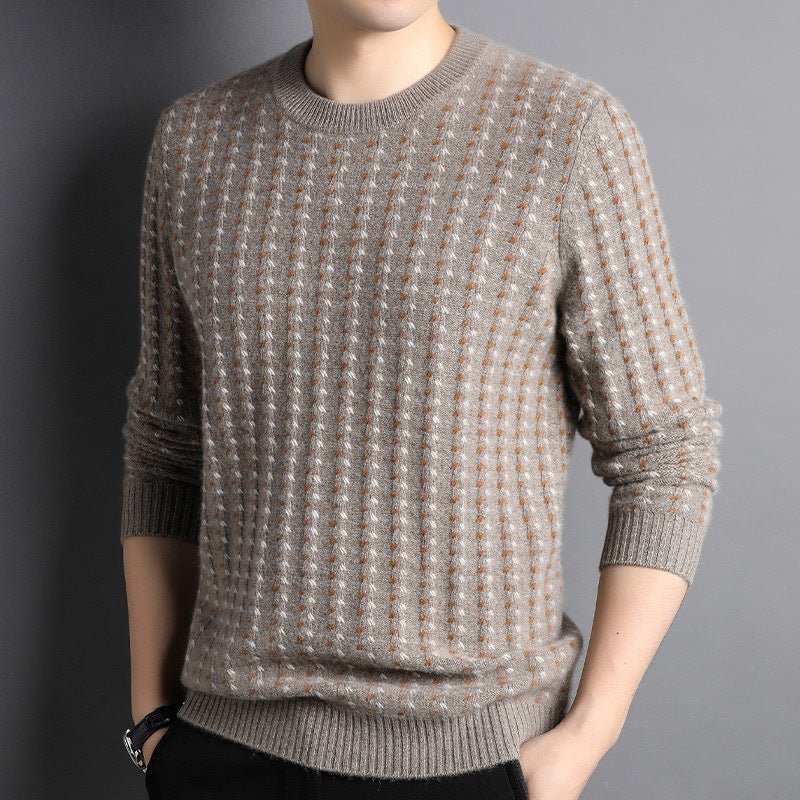 Mens Crew Neck Cashmere Sweater Business Long Sleeve Cashmere Pullover - slipintosoft