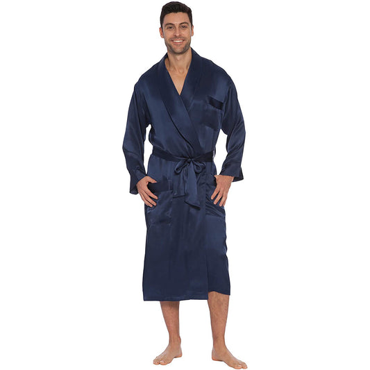 Mens Long Full - length Silk Robes Men's Luxury Silk Bathrobe