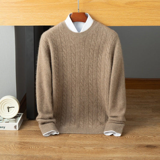 mens long sleeve cashmere knitted sweater crew neck cashmere sweatshirts dressy wear - slipintosoft