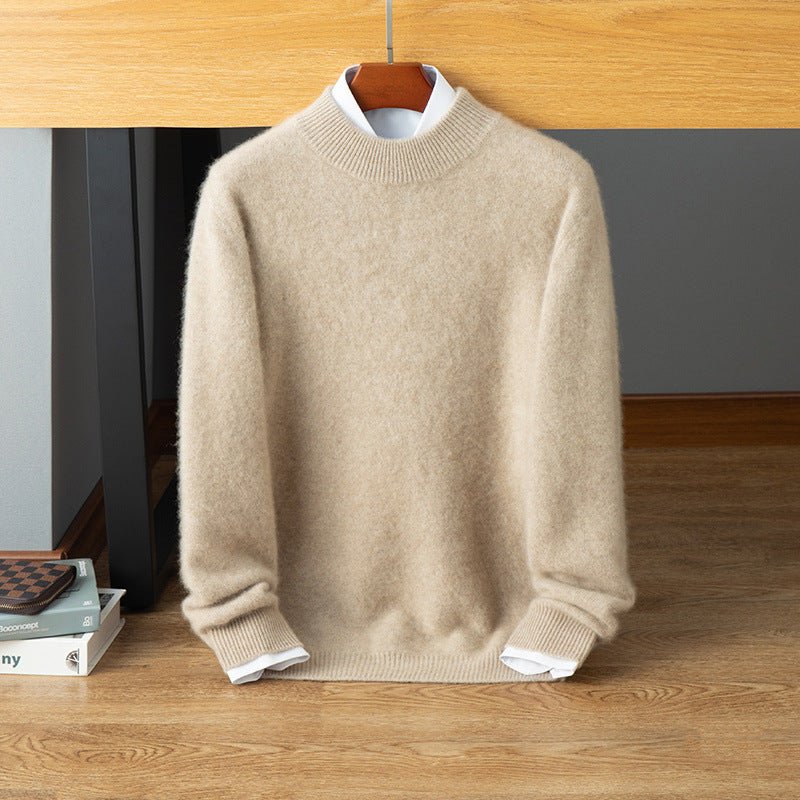 mens mock neck cashmere sweater warm long sleeve solid cashmere sweatershirt - slipintosoft