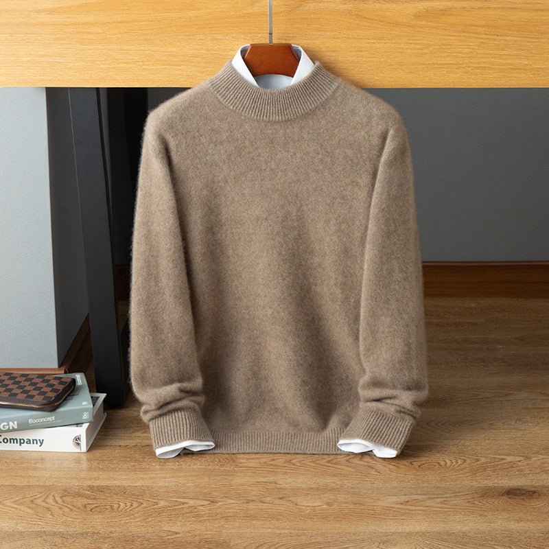 mens mock neck cashmere sweater warm long sleeve solid cashmere sweatershirt - slipintosoft