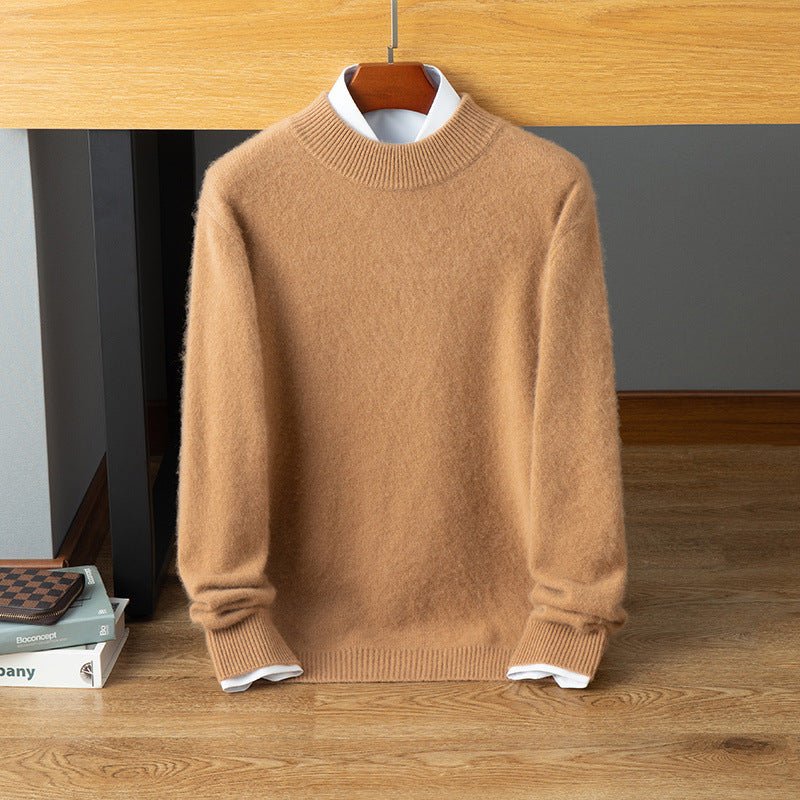 mens mock neck cashmere sweater warm long sleeve solid cashmere sweatershirt - slipintosoft