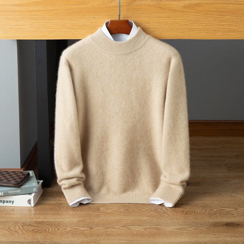 mens mock neck cashmere sweater warm long sleeve solid cashmere sweatershirt - slipintosoft