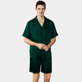 Men's Short Silk Pajama Set Real Pure Silk Pajamas