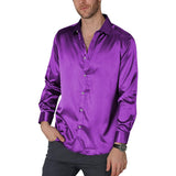 Men's Silk Dress Shirt Luxury Casual Party Silk Shirts