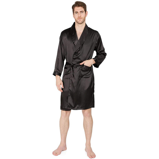 Men's Silk Kimono Robe Summer Luxury Silk Bathrobe