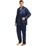 Men's Silk Long Pajamas Set with Pockets Silk Long Button-Down Pajamas Set -  slipintosoft