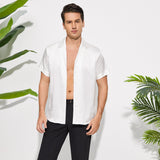 Men's Silk T-Shirt Casual Short Sleeve Silk Beach Shirt