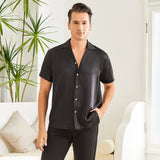 Men's Silk T-Shirt Casual Short Sleeve Silk Beach Shirt