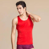 Men's Silk Tank Top Silk Knitted Shirt Sleeveless Undershirts