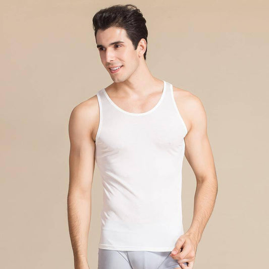 Men's Silk Tank Top Silk Knitted Shirt Sleeveless Undershirts