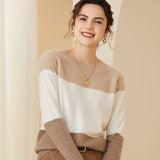 Mock Neck Cashmere Sweater For Women Mixed Long Sleeve Warm Cashmere Sweater - slipintosoft