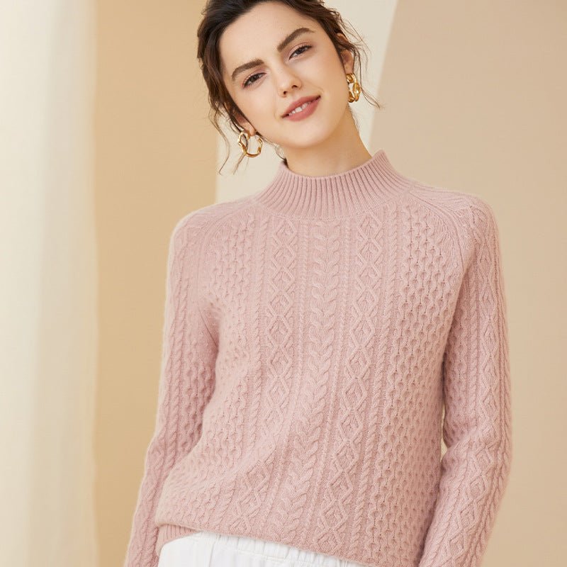 Mock Neck Cashmere Sweater Long Sleeve For Women Winter Warm Cashmere Tops - slipintosoft