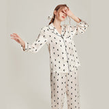 19 Momme Chic Women Silk Pajamas Set Moon Print Ladies Elegant Silk Sleepwear - slipintosoft