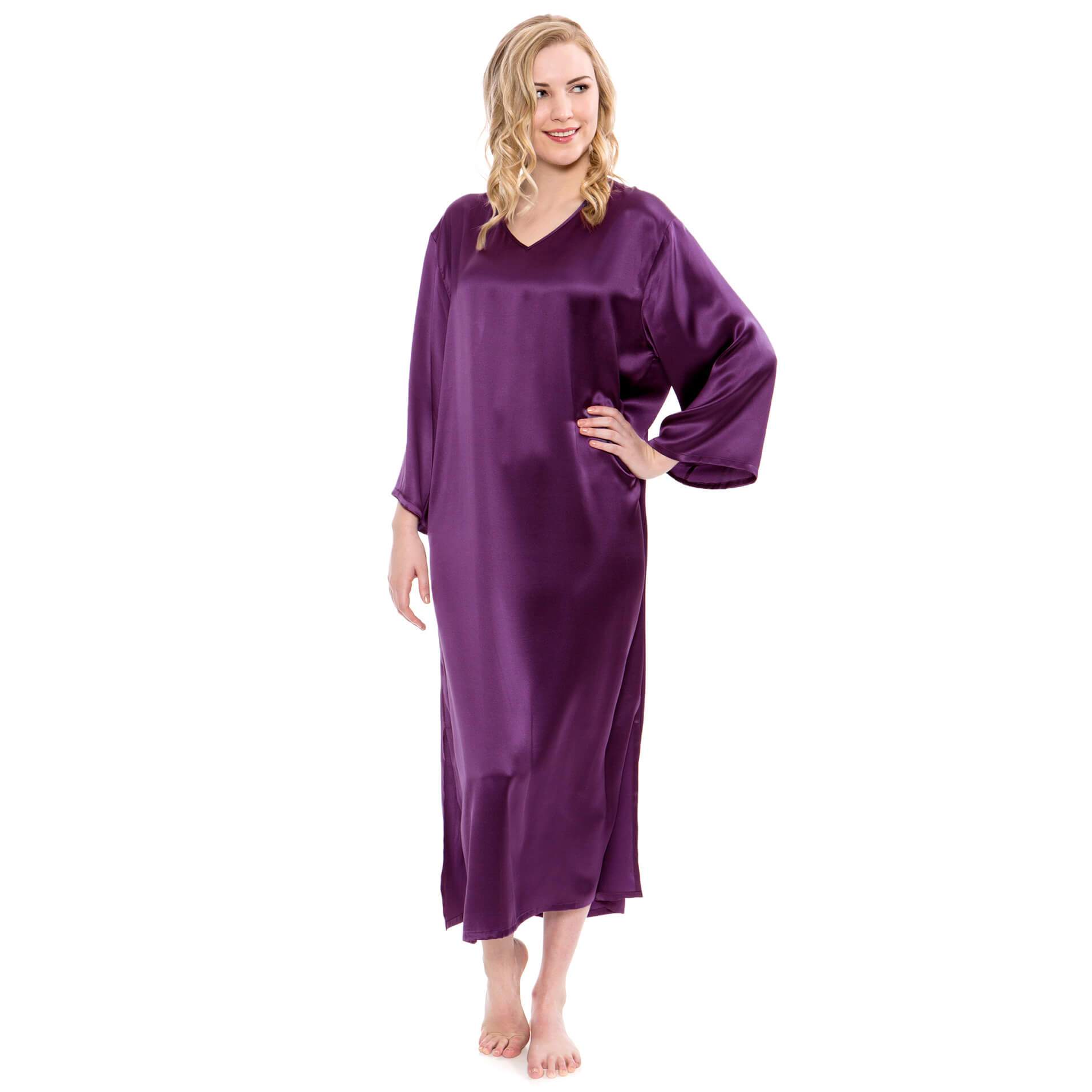 Women Loose Pullover Silk Nightwear Long Silk Dressing Gown