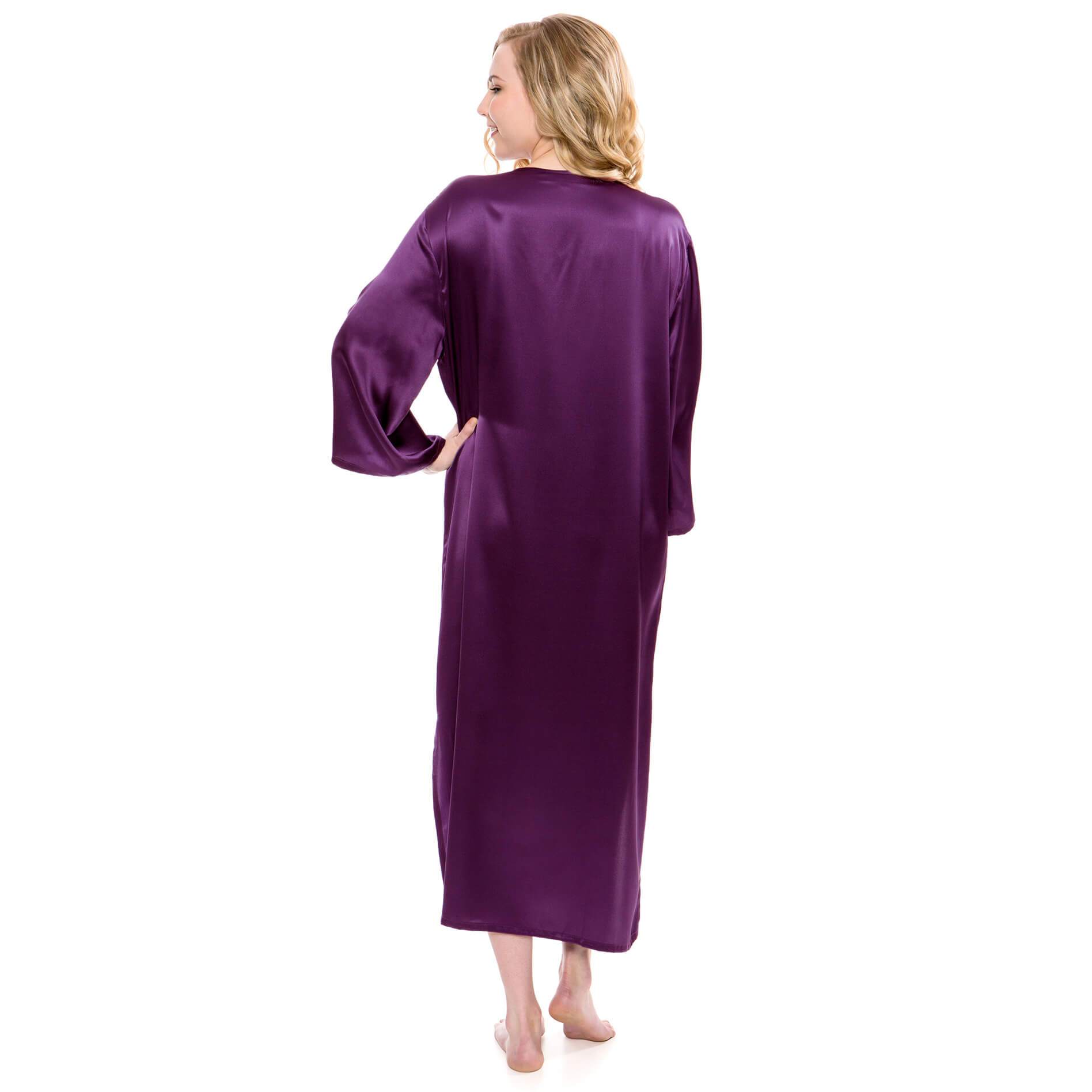 Women Loose Pullover Silk Nightwear Long Silk Dressing Gown