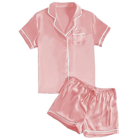 Pink Short Women silk pajamas set Clearance Sales