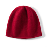 Pure Cashmere Cap with Curl Edge Solid Cashmere Hat Cashmere Crochet Beanie Cashmere Hats