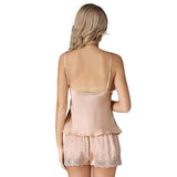 Sexy Lace - Trimmed Short Silk Camisole Set for Women