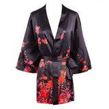 Short Blossom Print Silk Kimono For Women Cherry Blossom Silk Kimono