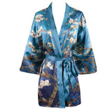 Short Blossom Print Silk Kimono For Women Cherry Blossom Silk Kimono