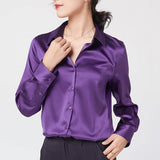 Silk Blouse for Women 100% Pure Silk Long Sleeves Cool Smooth Tops - slipintosoft