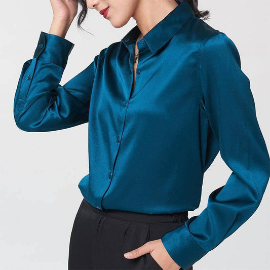 Silk Blouse 100 pure silk long sleeves cool smooth tops