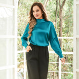 Ladies Retro Style Silk Shirt 100% Pure Silk Long Sleeves Elegant Blouse - slipintosoft