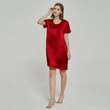 Silk Chemise Women's Short Sleeve Round Neck Silk Nightdress