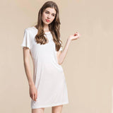 Silk Knit Nightdress Short Sleeved Silk Knit Nightgown