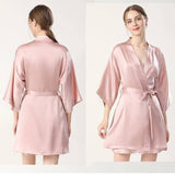 Women Pure Sexy Silk Nightgown And Robe Set