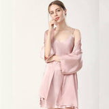 Women Pure Sexy Silk Nightgown And Robe Set