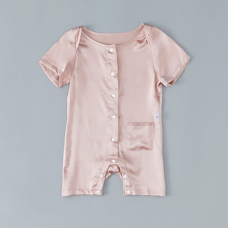 100% Mulberry Silk Classic Short Sleeves Bodysuit For Babies - slipintosoft