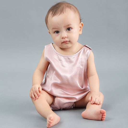 100% Mulberry Silk Classic Sleeveless Bodysuit For Babies - slipintosoft