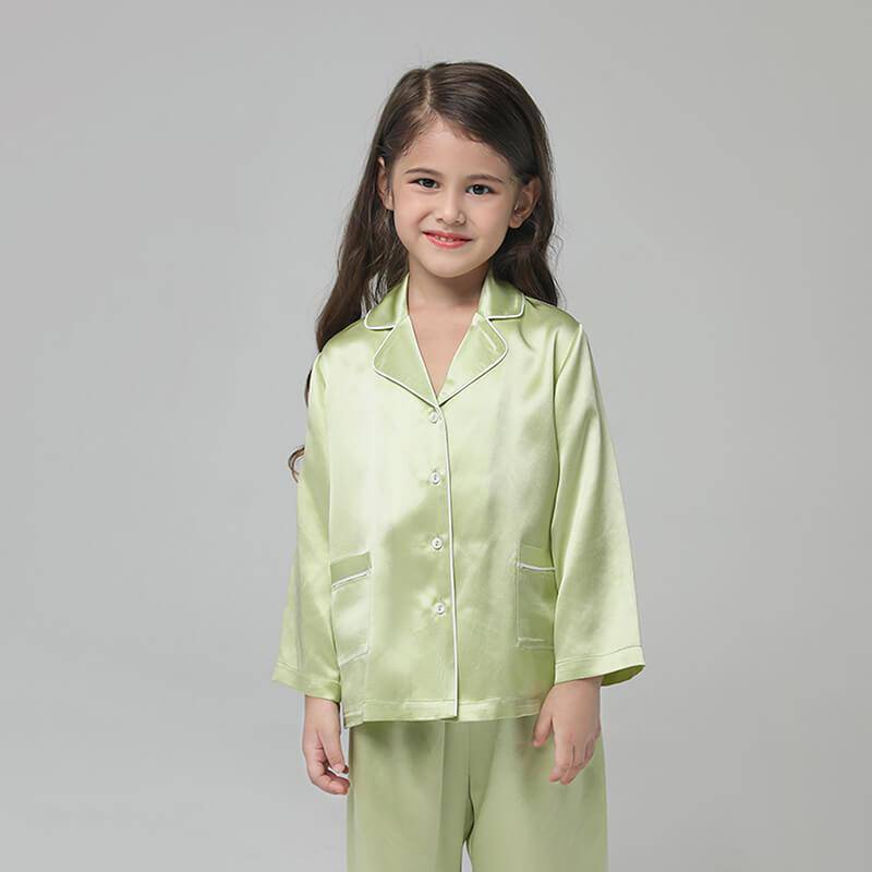 Silk Pajama Set for Kid Silk Sleepwear with pockets Gifts for Kids