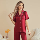 Classic Silk Two Piece Pajamas Set For Women luxury silk Sleepwear - slipintosoft