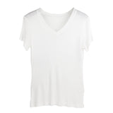 Silk v-neck short-sleeved t-shirt women's silk bottoming shirt women's top - slipintosoft