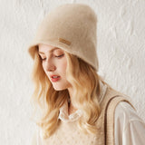 Womens Cashmere Bucket Hat Cashmere Knit Cloche Hat for Fall Winter