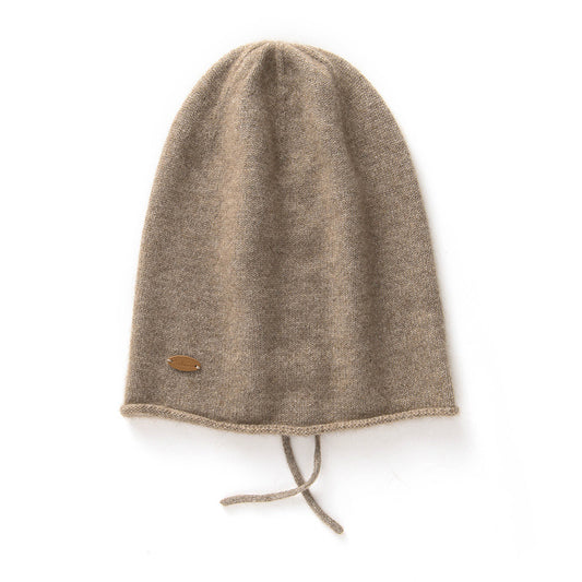 Pure Cashmere Beanie Hat with Drawstring Cashmere Double-Layered Ski Cap Head Warmer