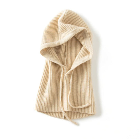 Solid Cashmere Scarf Knitted Cashmere Hood Hat for Women and Men Two uses - slipintosoft