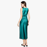 Ladies sleeveless Cowl Neck Silk Dress - slipintosoft