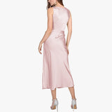 Summer Guest Party Silk Dress Sleeveless Cowl Neck Silk Dresses