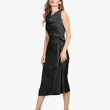 Summer Guest Party Silk Dress Sleeveless Cowl Neck Silk Dresses